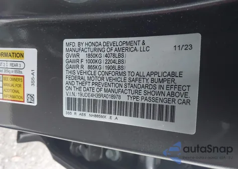 2024 Acura Integra A-Spec from USA, damaged, VIN 19UDE4H35RA018978